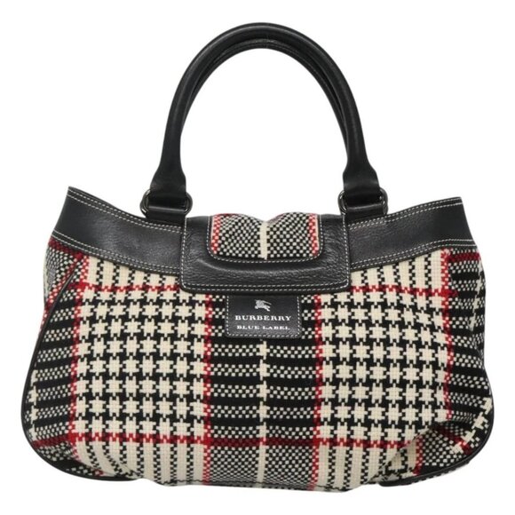 BURBERRY Nova Check Blue Label Hand Bag Wool Black - Picture 2 of 15